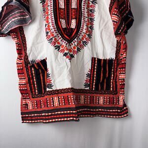 Vi Pada-Dashikis Unisex  African Orange Black White Tunic Shirt Size 4XL Tribal